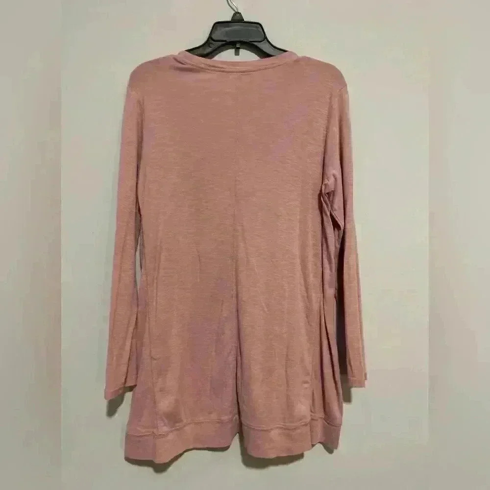 J. Jill Pima Elliptical Tunic Pink Long Sleeve Womens Top S M 100% Pima Cotton - Picture 4 of 4